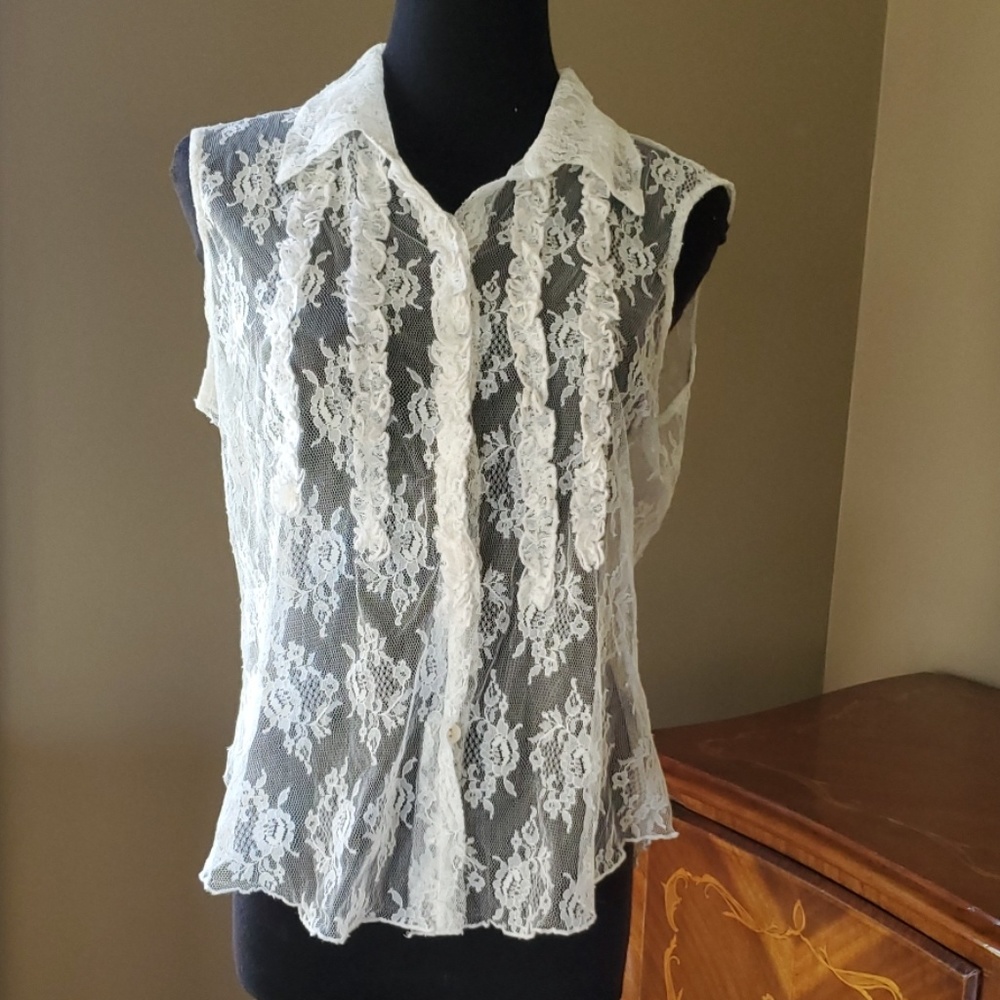 Uniform Lace Sleeveless Shirt by John Paul Richard